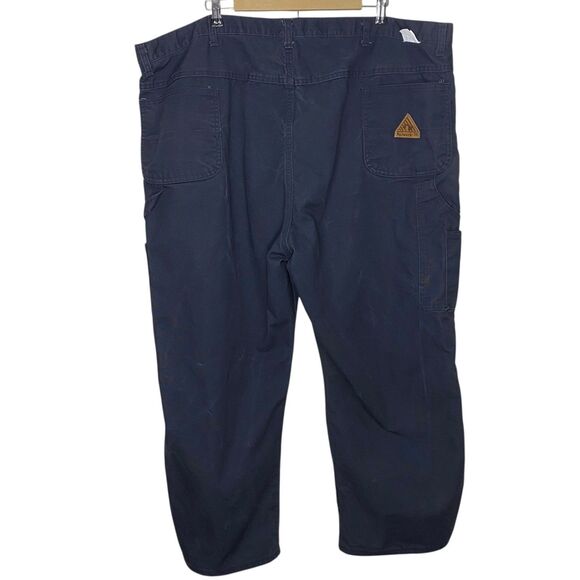 Bulwark FR Flame Resistant Pants Mens 49x28 (Tag 50) Navy Blue Work Utility - Picture 2 of 16